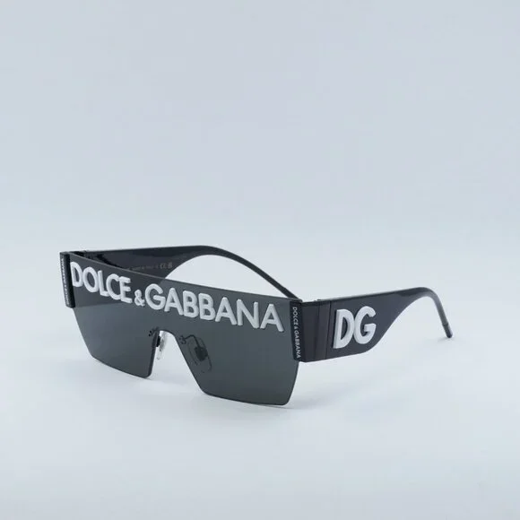Dolce & Gabbana DG2233 01/87 Sunglasses Black Shield Frame, Grey Lenses - Picture 2 of 13